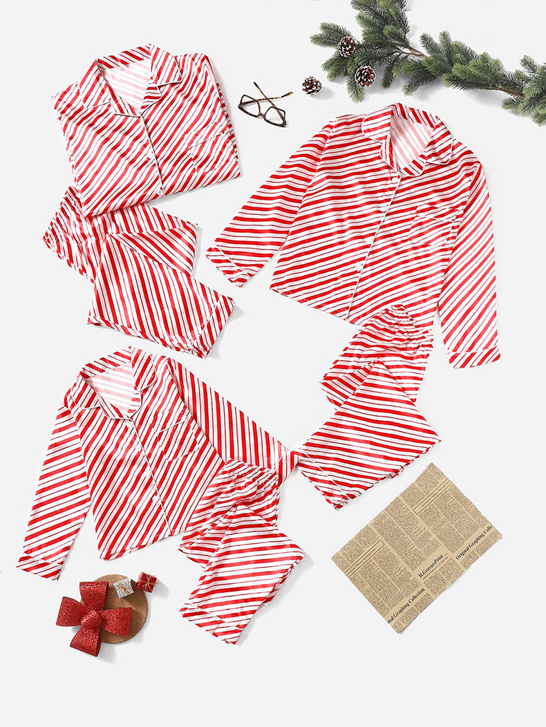 Bosmay Women Satin Pajamas Long Sleeve Loungewear Family Kids Pajamas Family Sleepwear Night PJ Set for Christmas