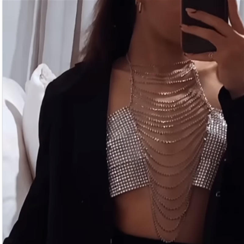 Bossman Sexy metal chain three-point women's clothing metallic feeling sexy party clothing fashion vest chain