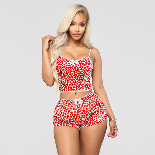 Bossman Luxury Two Piece Velvet Printing Sets Sexy Velour Sleep Wear Tops And Shorts Sleepwear Velvet Pajamas Set For Women