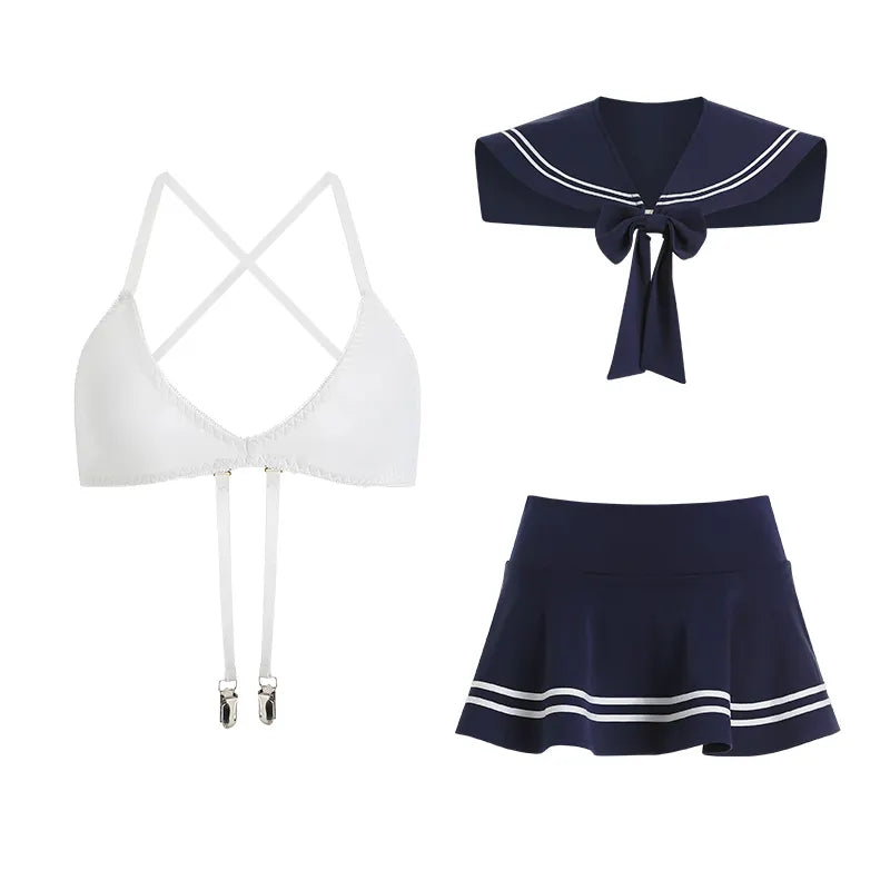 Bossman Wholesale Cosplay School Girls Costumes Sun Skirt Three Piece Student Uniform