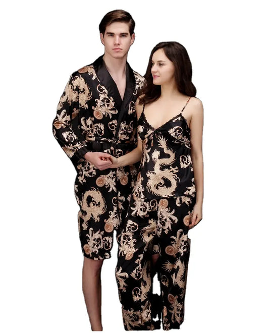 Valentines Day Gift Spring And Autumn Pajamas For Couple Breathable Long Sleepwear Lovers Pajamas Set sleep wear for couples