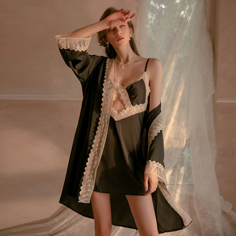 Bossman French Robes Morning Dresses Gowns Sexy Nightgown high quality dress With Robe set