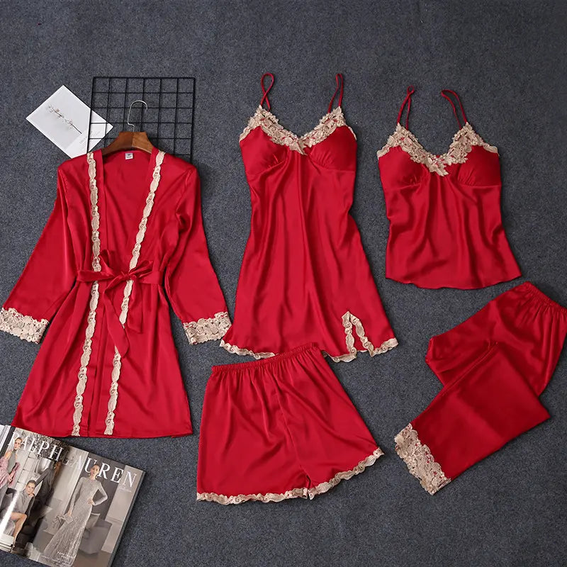 Bossman 5 Pieces Sleepwear christmas pajamas Nightclothes Fashion Casual sexy pajama Pajamas Set