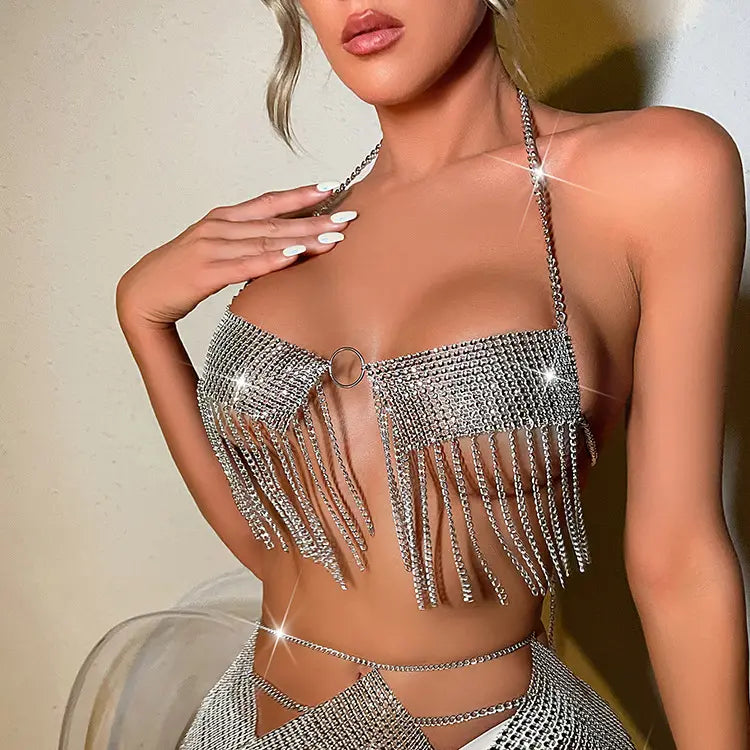 Bossman Sexy metal body chain three-point women's clothing metallic feeling sexy party clothing fashion stock patch body chain
