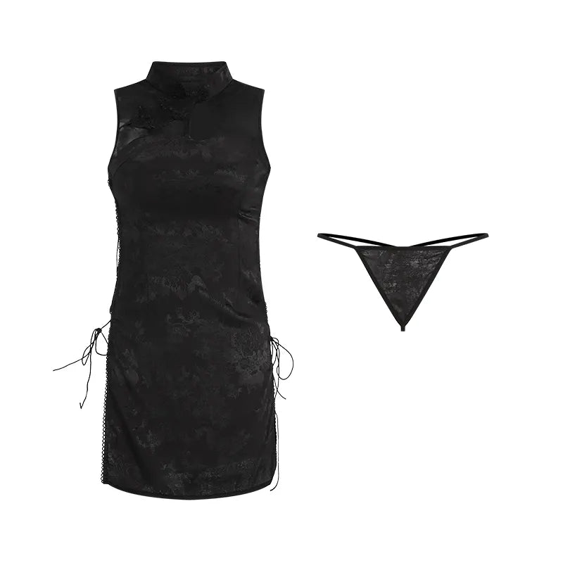 Bossman China Style Qipao Cheongsam Satin Vintage Dresses Women Sexy Elegant Dress