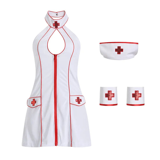 Bossman Valentines Day XRW338 Fashionable transparent mesh sexy uniform cosplay seductive garter lingerie sexy nurse costume