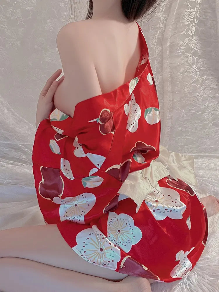 Bossman Sexy Lingerie Printed Bathrobe Japanese Kimono Sexy Temptation Uniform Adult Student Passion Suit Nightdress Female