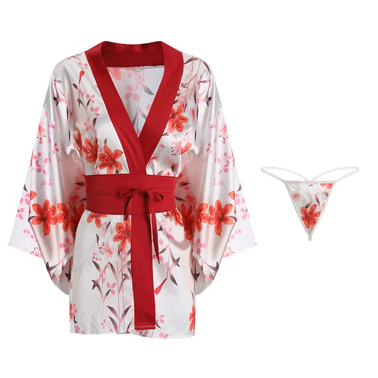 BOSMAY wholesale Japanese dual wear Kimono cherry blossom night robe sexy women sleepwear Valentines day gift