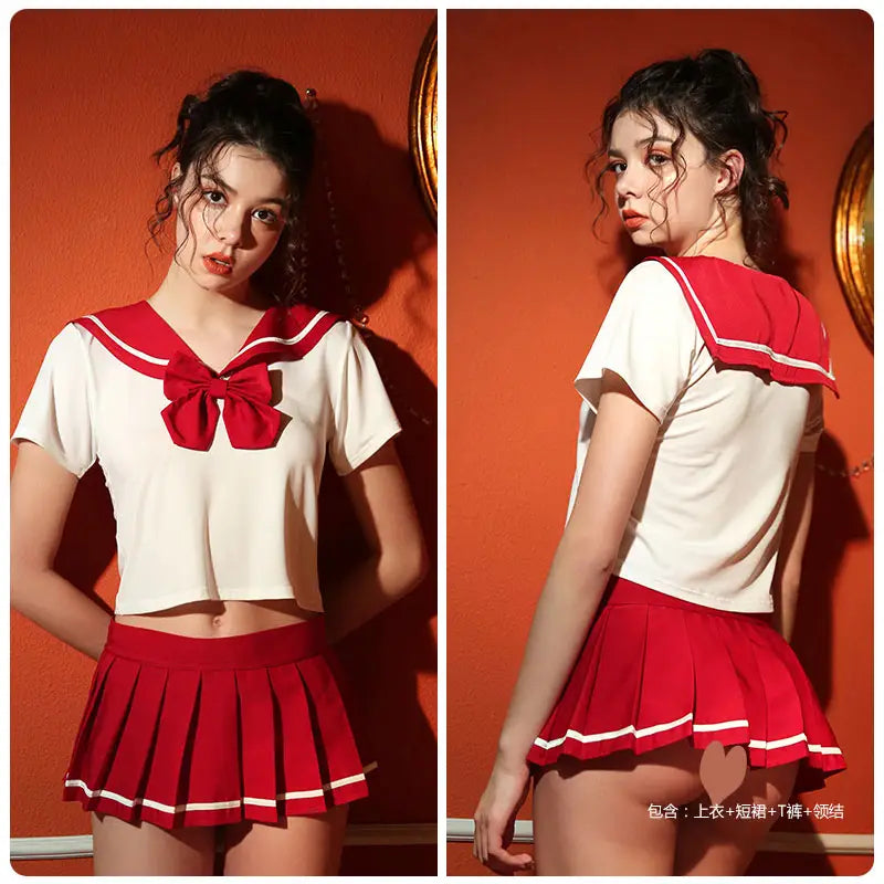 Bossman Wholesale Japan And Korea School Girls Sexy Costume Summer Crop Top And Pleated Skirt Role Play Sexy Schoolgirl Costume