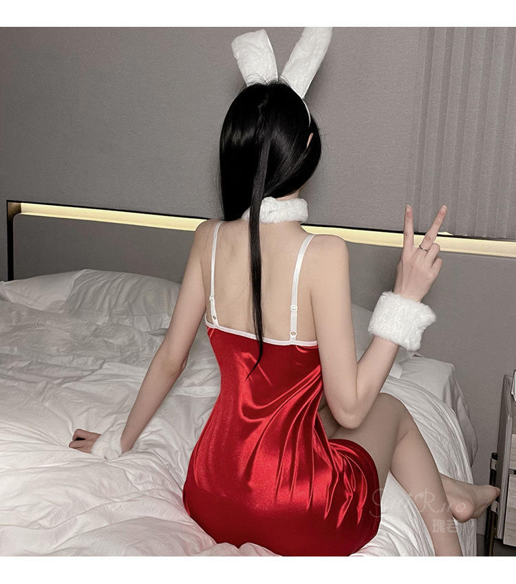 Bossman christmas role playing exotic camisole and short set with feather decoration lingeries womens sexy underwear