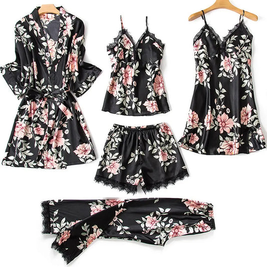 Bossman Five Pieces Plus Size Underwear Pajama Sets Woman Lingerie Erotic Casual Pajama Womens Sexy Underwear Women's Sleepwear