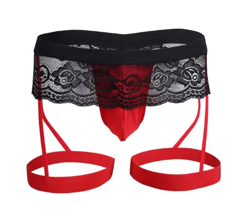 Bossmay Extreme Sexy Gay Thongs G-strings Black Lace Mens Sexy T-back Underwear Girly Sexy Ruffled Lace Skirted Underwear
