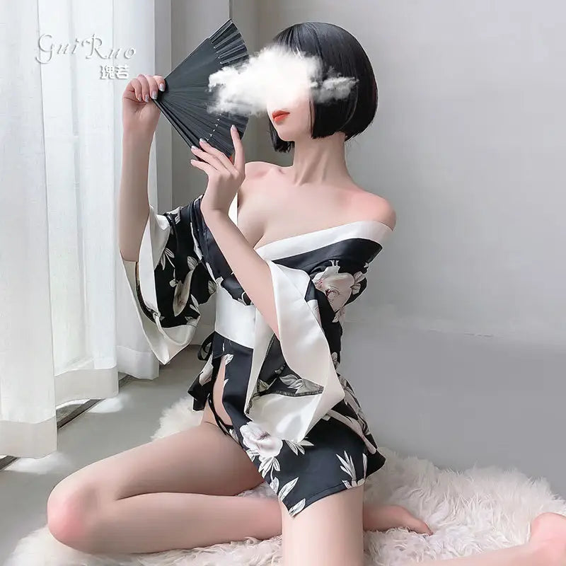 Bossman Wholesale Japanese Kimono Printing Silk Night Robe Sexy Sleepwear Party Sexy Costumes