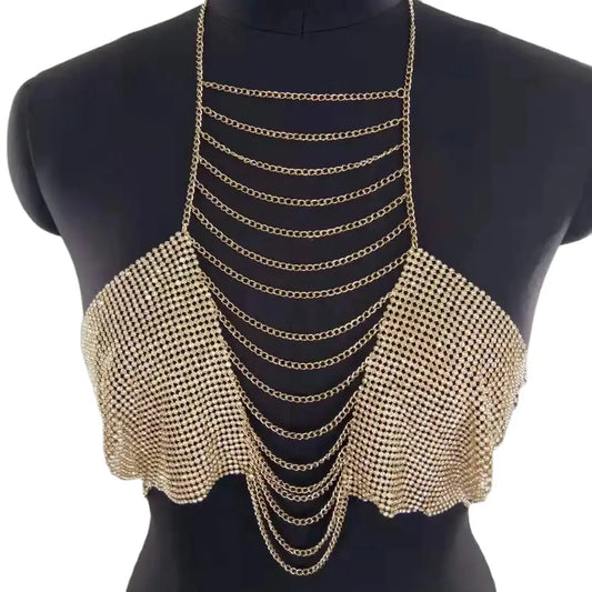 Bossman Sexy metal chain three-point women's clothing metallic feeling sexy party clothing fashion vest chain