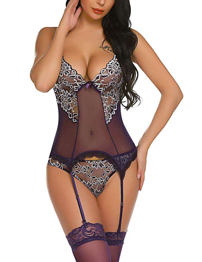 Bossman Custom logo lingerie vendors hot transparent mature women garter belts lingerie