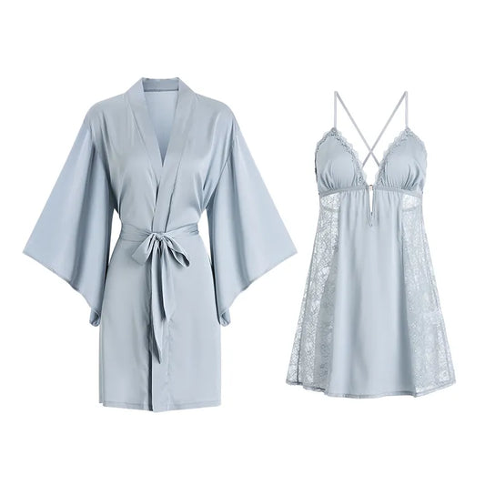 BOSMAY S/S new private LOUNGE WEAR ICE silk seductive nighties 3 pcs set lady's sleepwear BSM1690