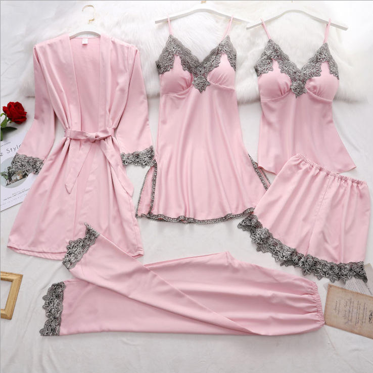 Bossman five pieces plus size underwear pajama sets woman lingerie erotic casual pajama sexy nighty for honeymoon lace pyjamas