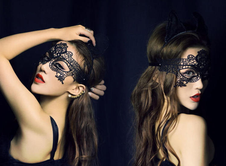 Bossman Gift lace hollowed-out eye mask princess cat mask women's cat mask costume accessory