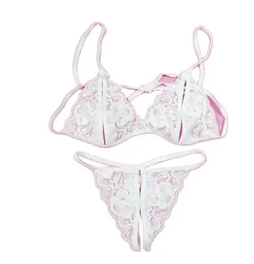 Bossman Bow Flirt Sexy Lingerie Exotic Set Three Point Lace Transparent Bra And Panty Set Women Intimates Underwear