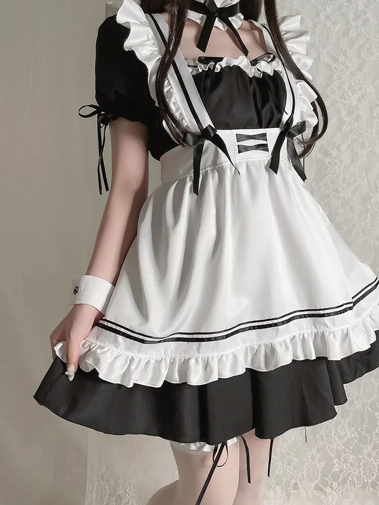 Bossman Women's French Maid Themed Apron Sexy Girl Cosplay Maid Lingerie Apron Set Anime Cosplay Outfit Apron Lace Lingerie set