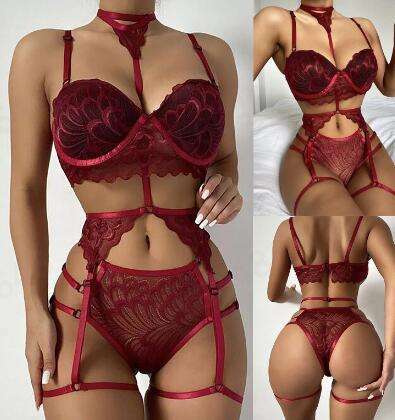 Bosmay European and American sexy underwear four pieces of multicolor sexy skirt Xuanbao new pajamas