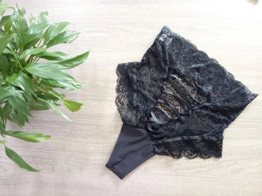 Bossman Women High Waist Thongs and G Strings Underwear Ladies Hollow Out Underpants Erotic Lingerie sexy lace panties